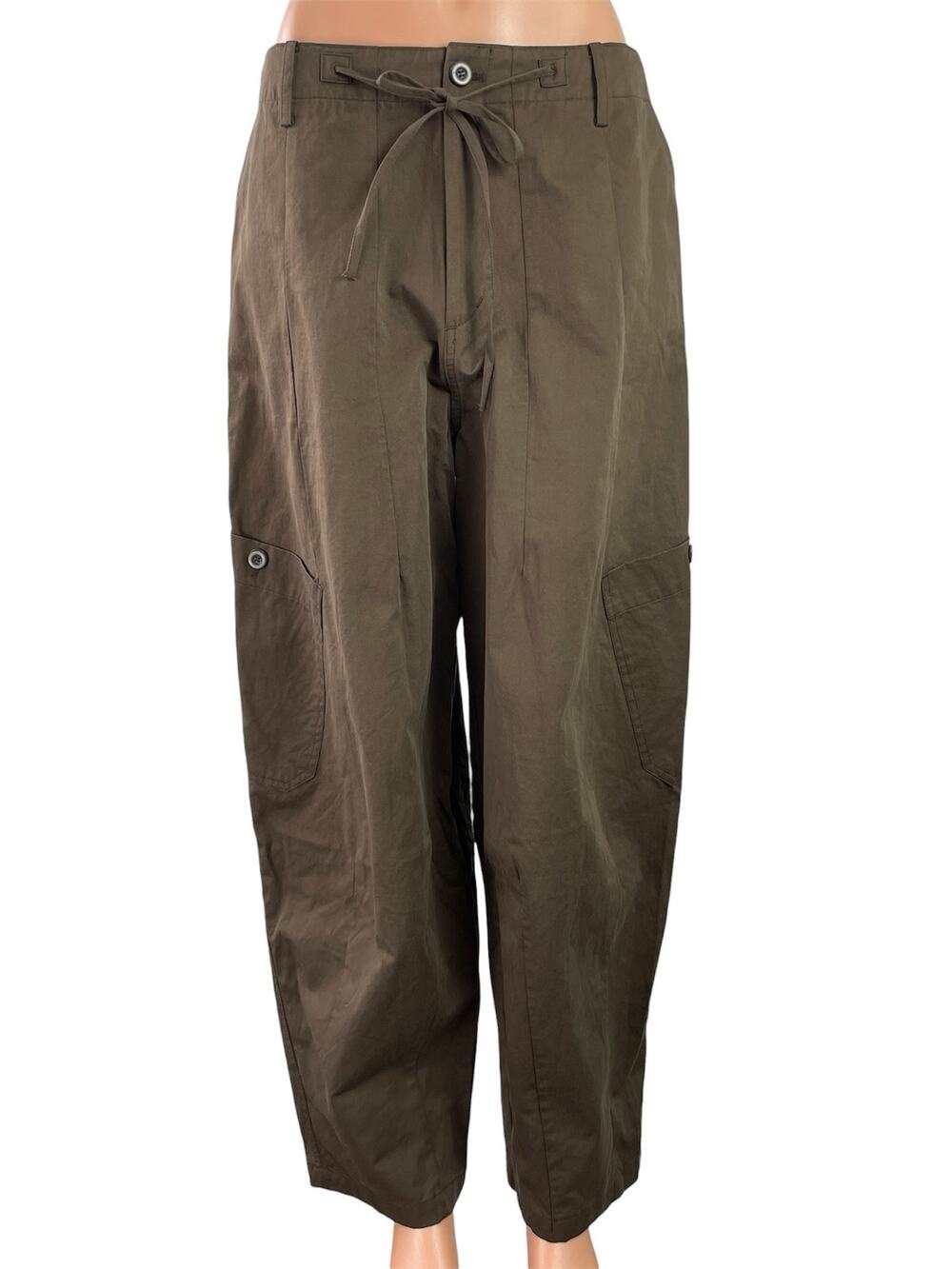 Zara Womens Brown High Waisted Wide Leg Baggy Palazzo Trousers Cargo Pants Sz S
